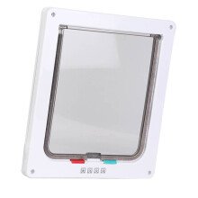 Lockable ABS & Acrylic Medium Cat Flap Door Waterproof White 9x8 Inch