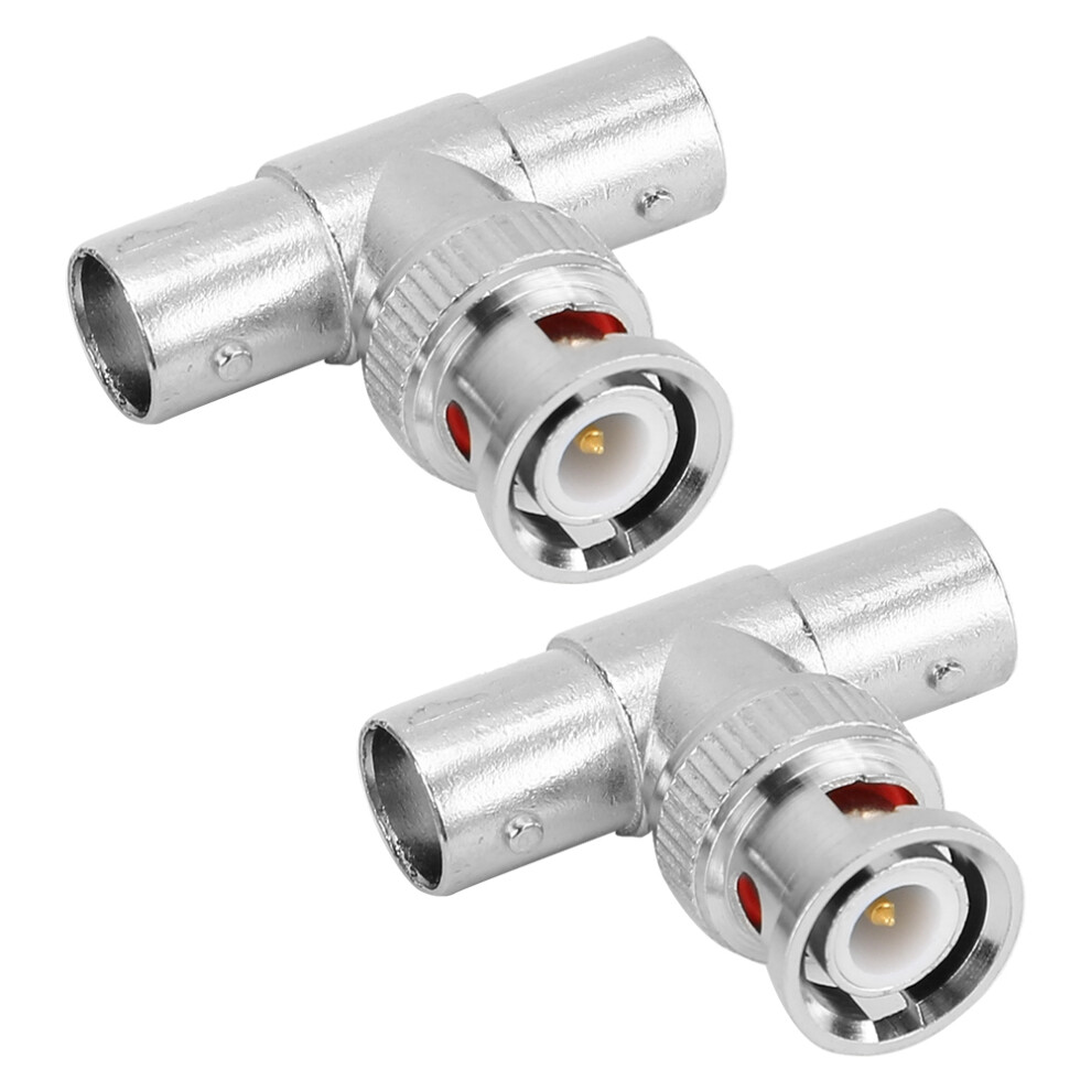 2Pcs Bnc Male To Female 3-Way Video T Splitter Adapter Alloy Shell Gold 9421363191449