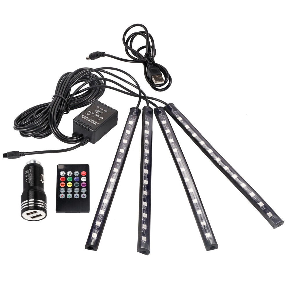 Car Led Strip 4Pcs 48 Rgb Music Interior With Remote Light 7691363192728