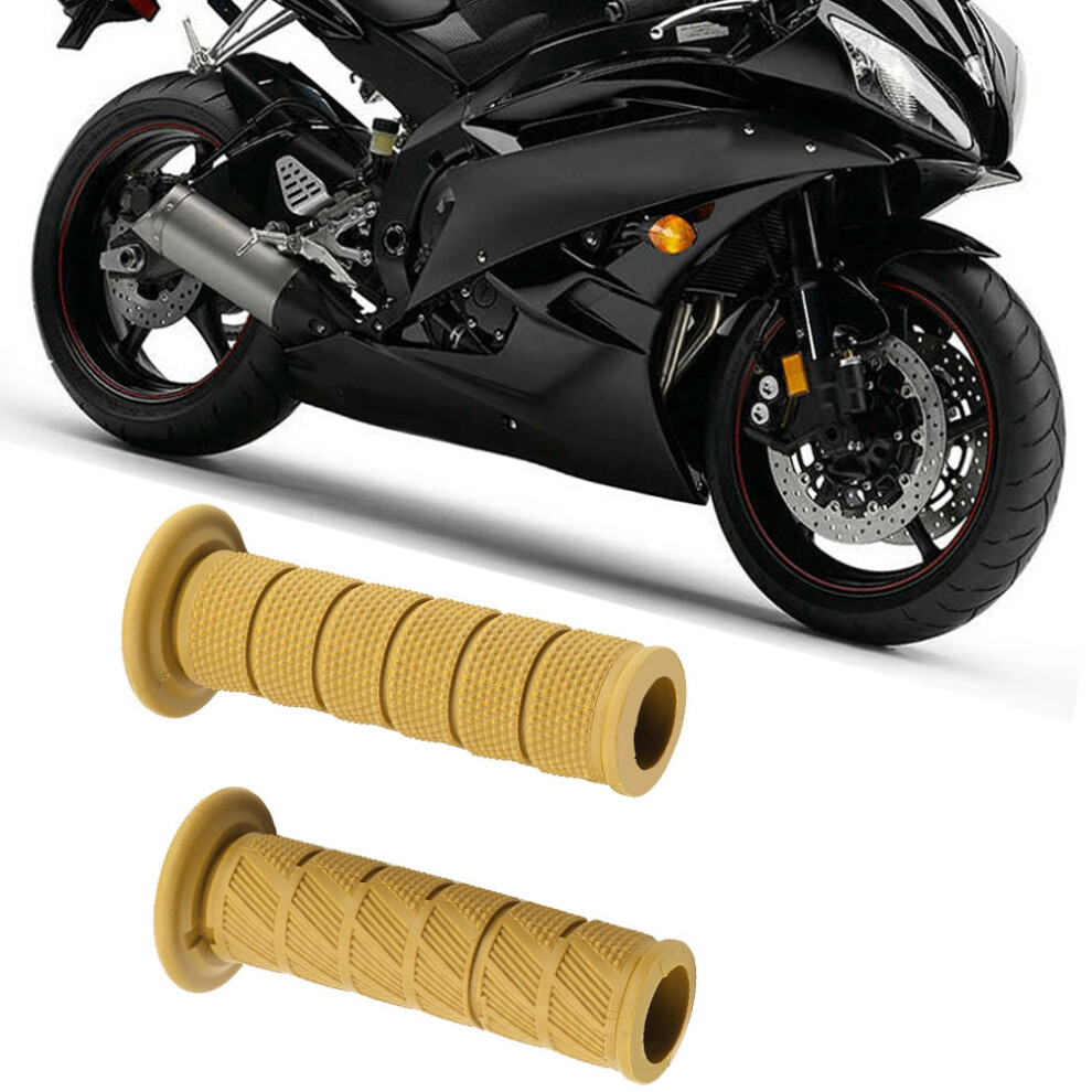 22Mm Vintage Motorcycle Handlebar Grips Diagonal Tan 2Pcs Light 3421363194446