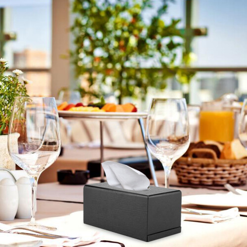 Elegant Black Wood Tissue Box Rectangular for Living Room Bedroom Kitchen 2