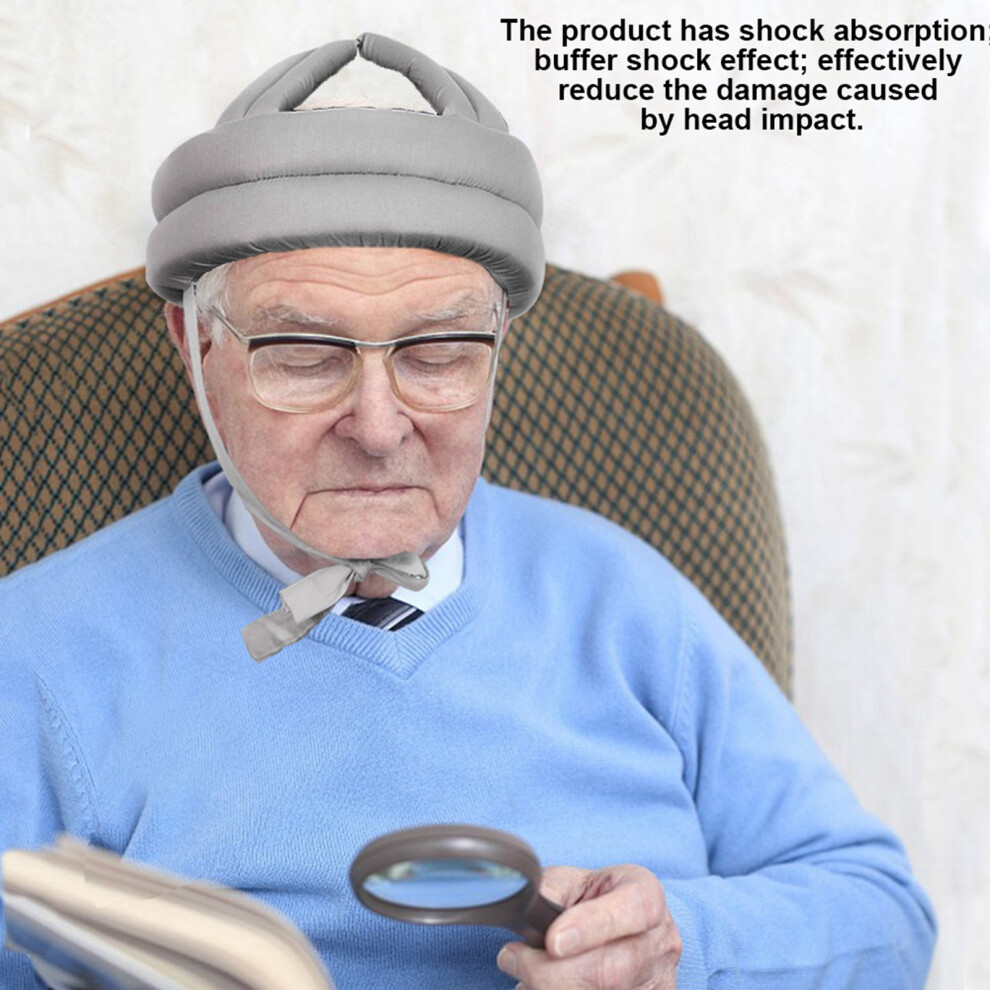 Gray Elderly Fall Prevention Safety Helmet With Adjustable Lace Strap 4631363198552