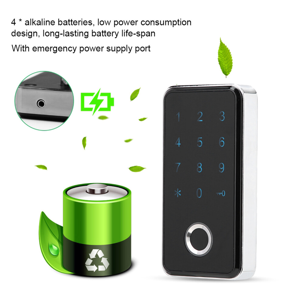 Smart Keyless Fingerprint Lock For Cabinets, File Lockers - Silver 8781363201946