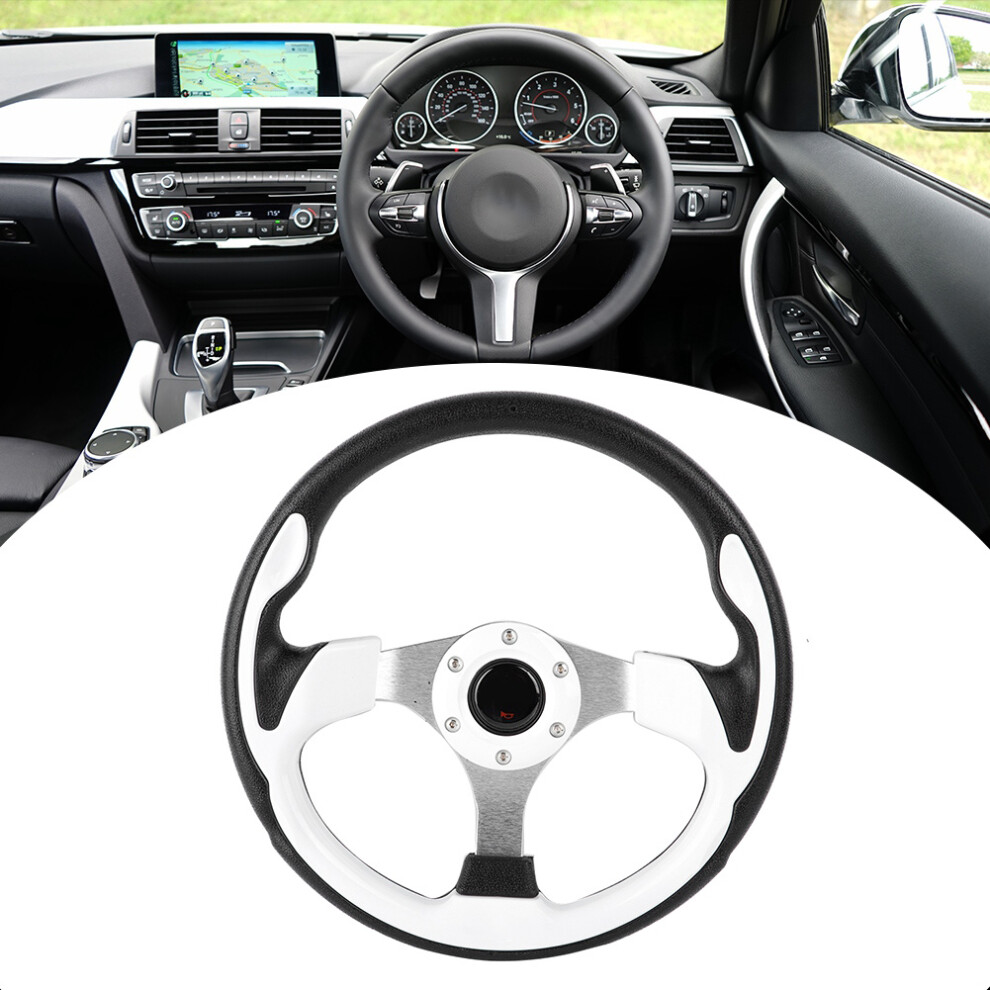 13In Universal Pu Leather Racing Drift Steering Wheel For Cars White 8471363201359