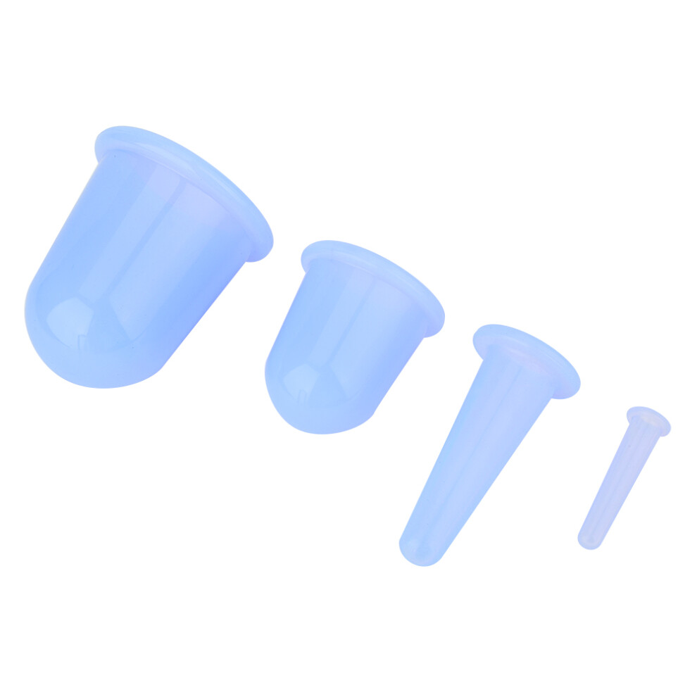 Blue 4Pcs Facial Massage Cupping Set Â Silicone Gel, Comfortable & Easy To Use