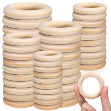 80Stk Holzringe Bastelringe Massivholzringe Holzkreise Für Macramee