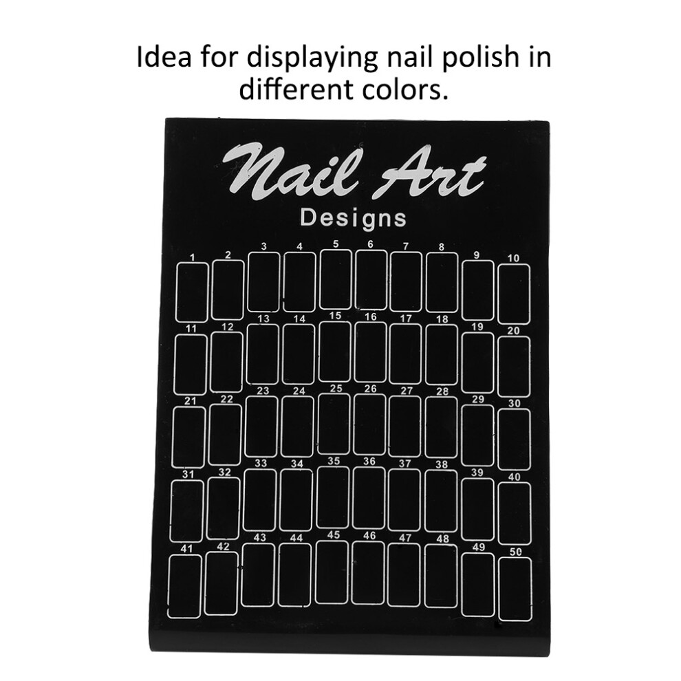 Black 50Pcs Nail Art False Tips Display Chart Board Palette 28.5Cm
