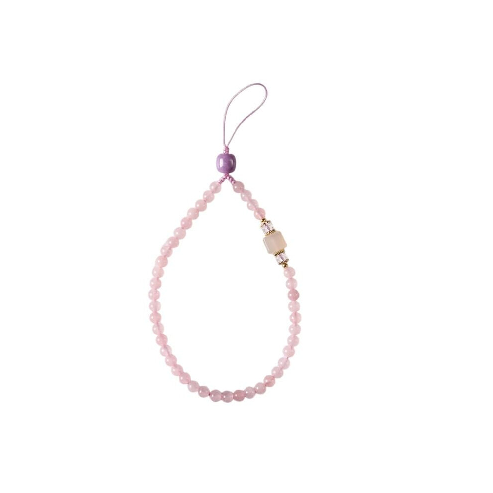 Beaded Phone Lanyard Anti Lost Phone Charm Aesthetic Phone Chain Wristlet Crystal Beads Keychain Pink 9067246964115