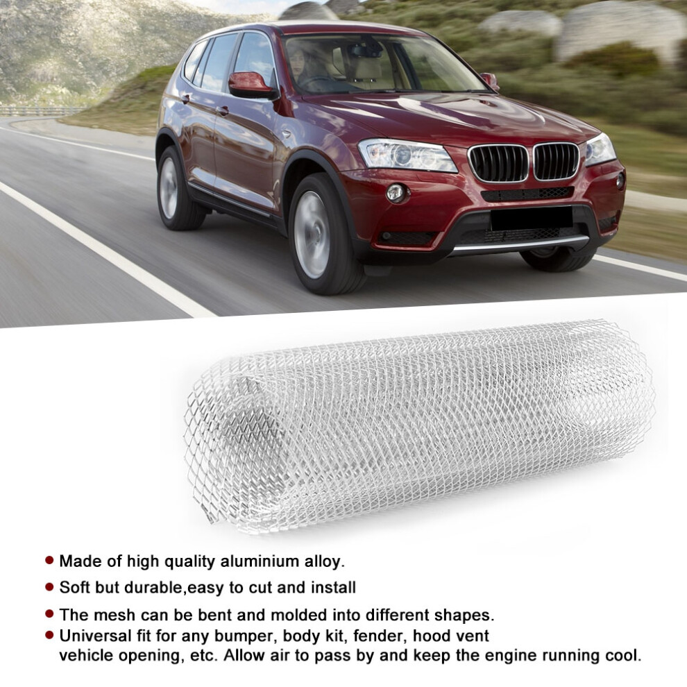 6X12mm Aluminum Car Grille Mesh Net Â Universal 100*33Cm Silver 7901363209860