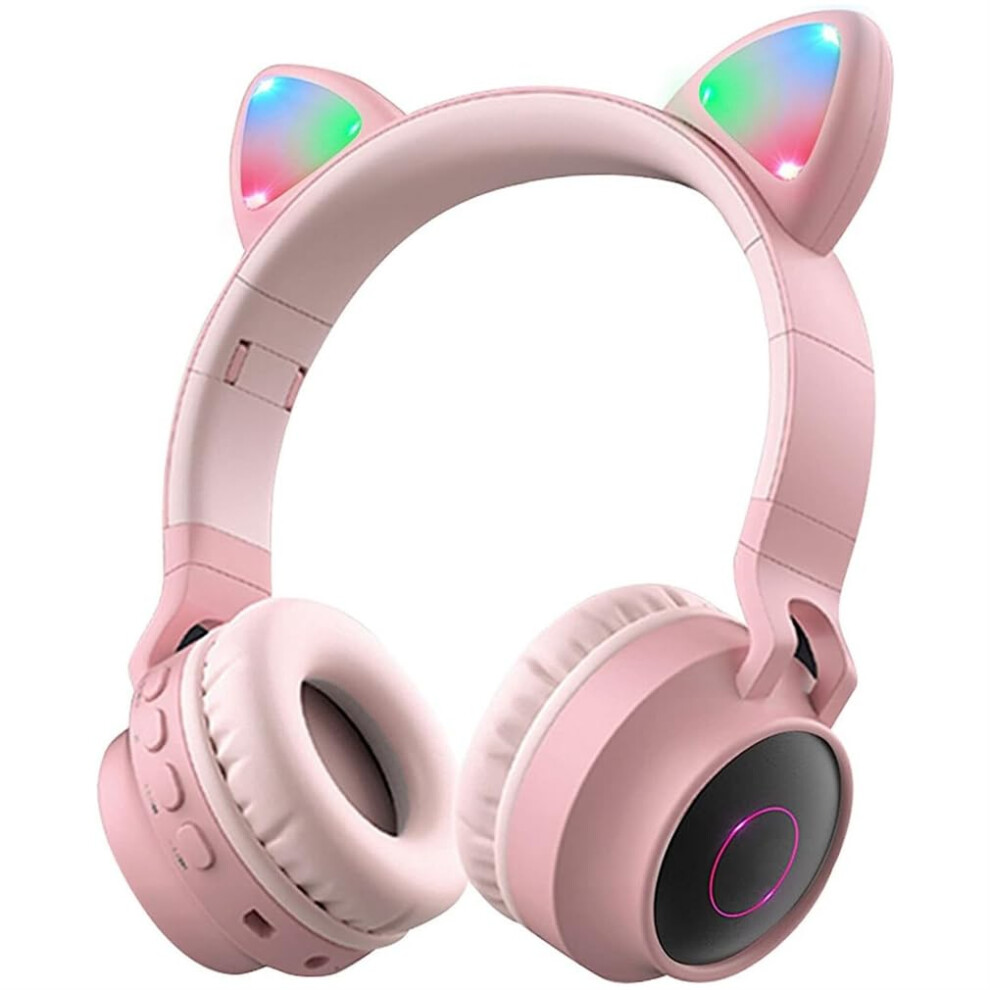 Wireless Bluetooth 5.0 Kids Headphones Catear Foldable Overear Stereo With Mic Led 3.5Mm Aux Laptop Pc Tv Pink 9105992276004
