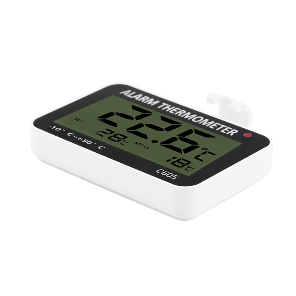 Large LCD Refrigerator Thermometer - Digital Temperature Meter with Alarm & Rack