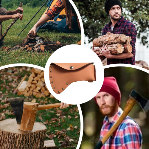 Leather Open Case For Axes Soft Leather Axe Holster Belt Loop Expanded Width Hatchet Carrier With  Weight Capacity 2