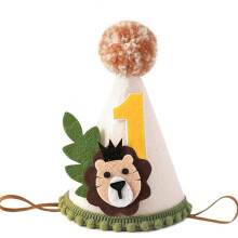 Safari 1st Birthday Crown Adjustable Fabric Lion Hat For Boys Wild One Safari Decor