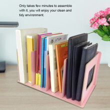 Holz-DIY-Desktop-Bücherregal für Kinder & Erwachsene – Hellrosa, 30x17x17cm