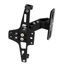 Adjustable Aluminum Alloy Motorcycle License Plate Holder with LED Light (Black/Blue)