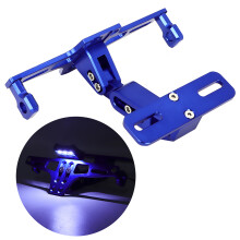 Motorcycle Telescopic Aluminum Alloy License Plate Holder + LED Light