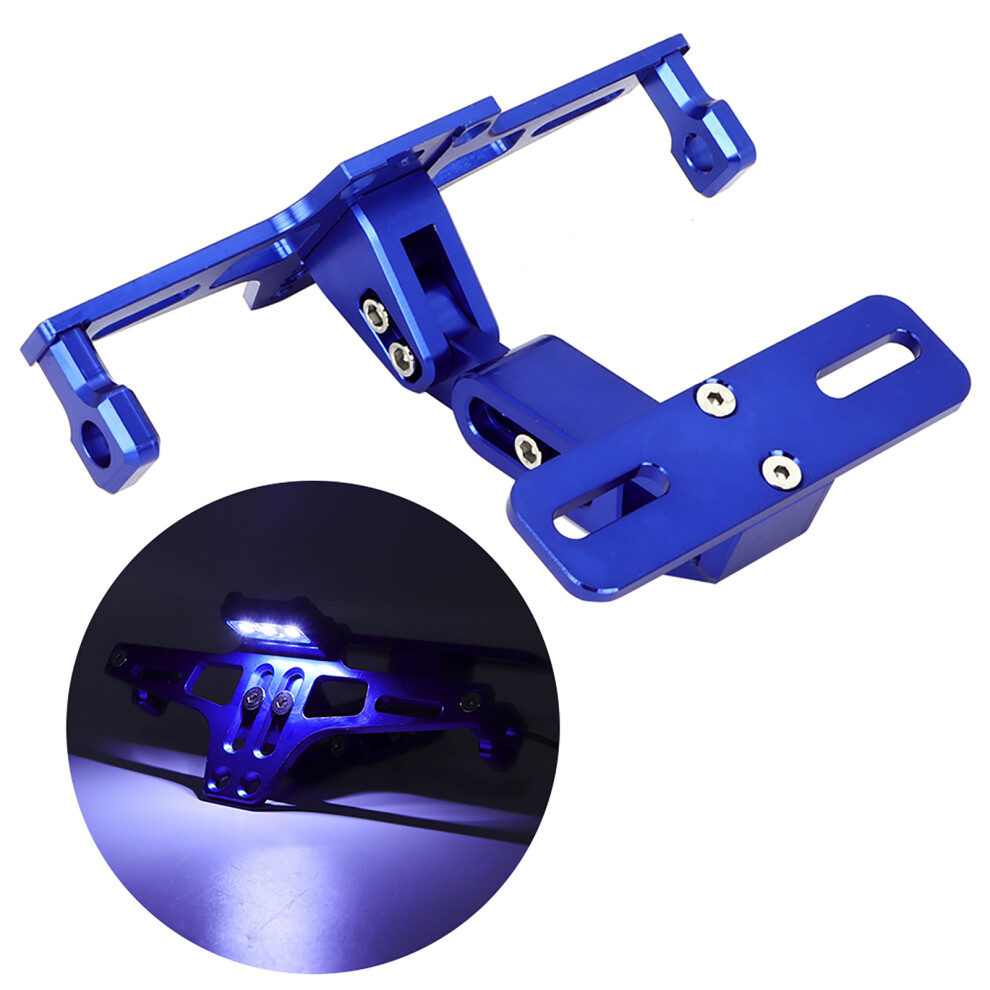 Motorcycle Telescopic Aluminum Alloy License Plate Holder + Led Light 4921363213875