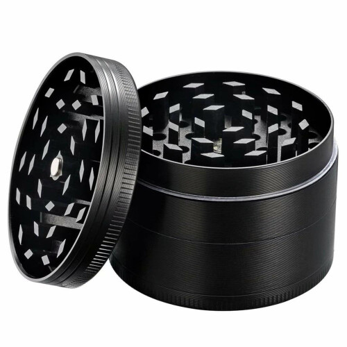 Processore di spezie portatile, macinatura uniforme e facile utilizzo, elegante design a 4 pezzi nero con coperchio magnetico resistente per una