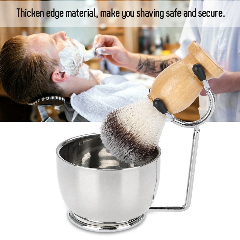 Men's Beard Shaving Kit Stainless Steel Bowl Brush Stand Mustache Grooming Tool