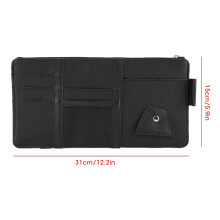 Universal Leather Car Sun Visor Organizer Holder Black 29*15cm