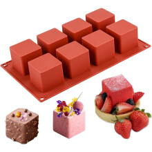 Forma pătrată pentru tort mousse, instrument de copt din silicon cub, silicon pur alimentar, flexibil și antiaderent, material silicon mai