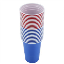 Beer-Pong-Set 22 Becher, 4 Ping-Pong-Bälle, 470 ml, Rot und Blau