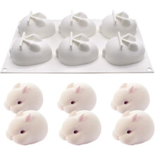 Mucegai din silicon fermecător pentru budincă de tort cu mousse, jeleu de Paște, mucegai de copt cu iepuraș pentru silicon alimentar antiaderent,