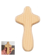 Wooden Cross Olive Wood 10cm Handheld Cross Catholic Meditation Natural Grain Ergonomic