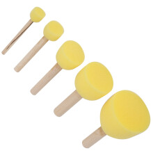 5 Stück Kinder DIY Schwamm-Dichtungsbürsten mit Holzgriffen, wiederverwendbar & waschbar