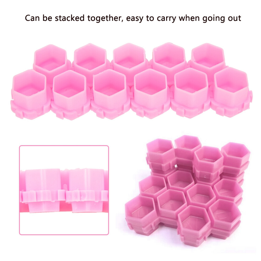 Pink 200Pcs Tattoo Ink Cups Honeycomb Shape, 20Mm X 21.5Mm