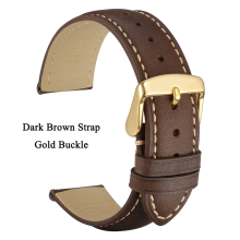 (16 mm Dunkelbraun-Gold-B) Echtlederarmband 14 mm 16 mm 18 mm 19 mm 20 mm 21 mm 22 mm 23 mm 24 mm Ersatzarmbänder
