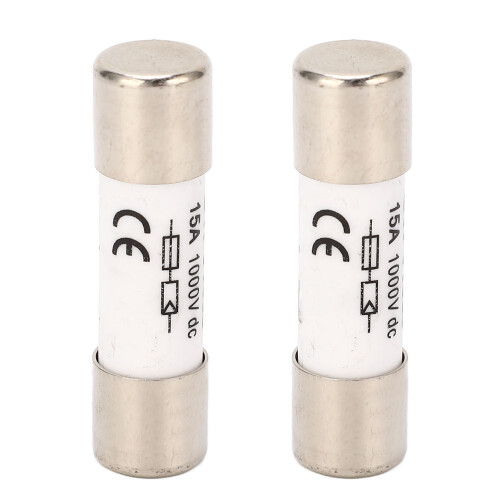 2Pcs Solar PV Fuse 15A 20kA Breaking Capacity 1000VDC 1