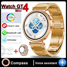 Montre connectée Huawei GT4 pour adulte (bracelet en acier doré), nouvelle montre tendance avec boussole,