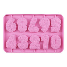 Szilikon cukorkaforma 0-9-es számokhoz, Élelmiszeripari szilikon nyalókaforma csokoládétorta díszítéshez, Hőálló kovaföldmentes