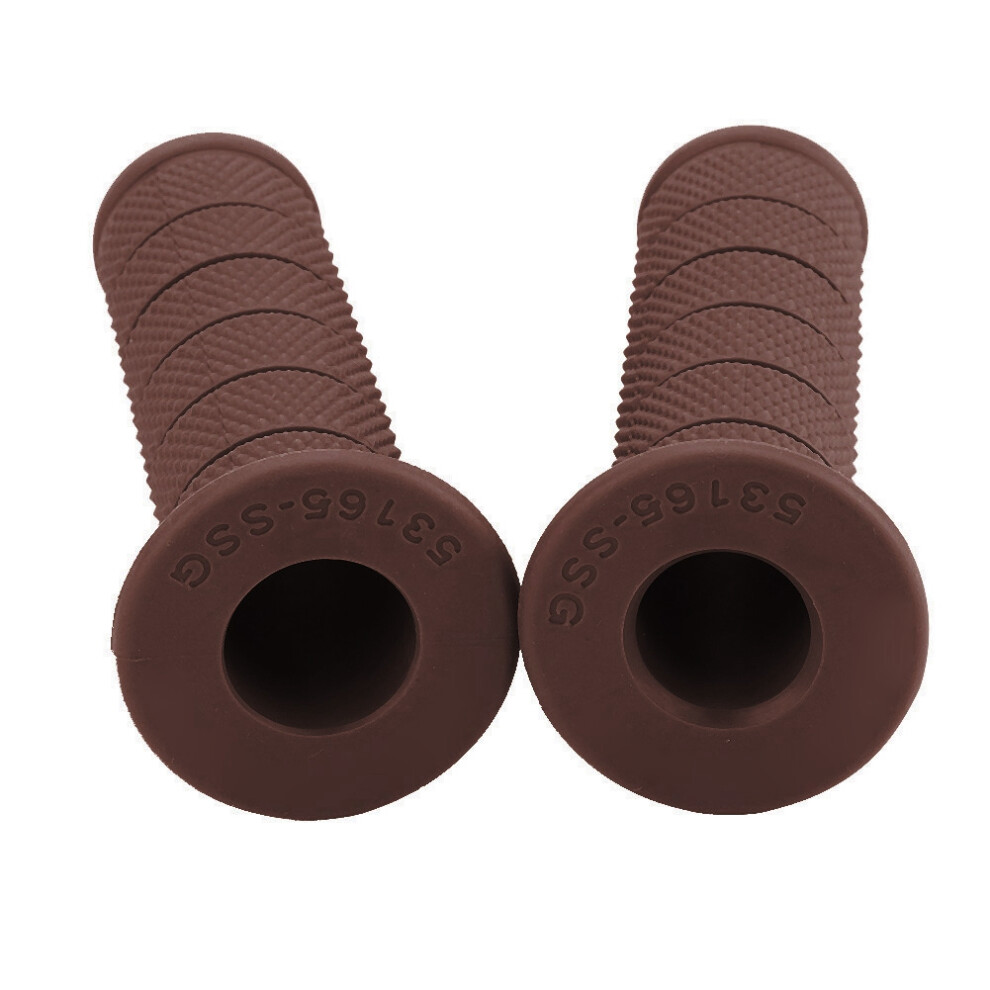 2Pcs 22Mm Vintage Motorcycle Handlebar Grips - Diagonal Red/Brown 8331363225499
