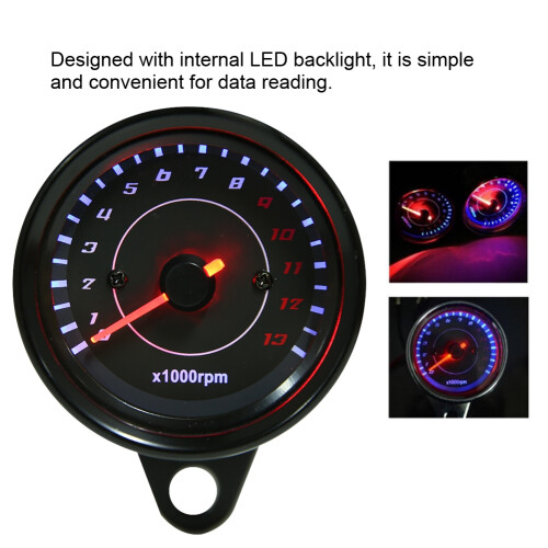 High-Visibility LED Backlight 12V Motorcycle Tachometer Gauge 2