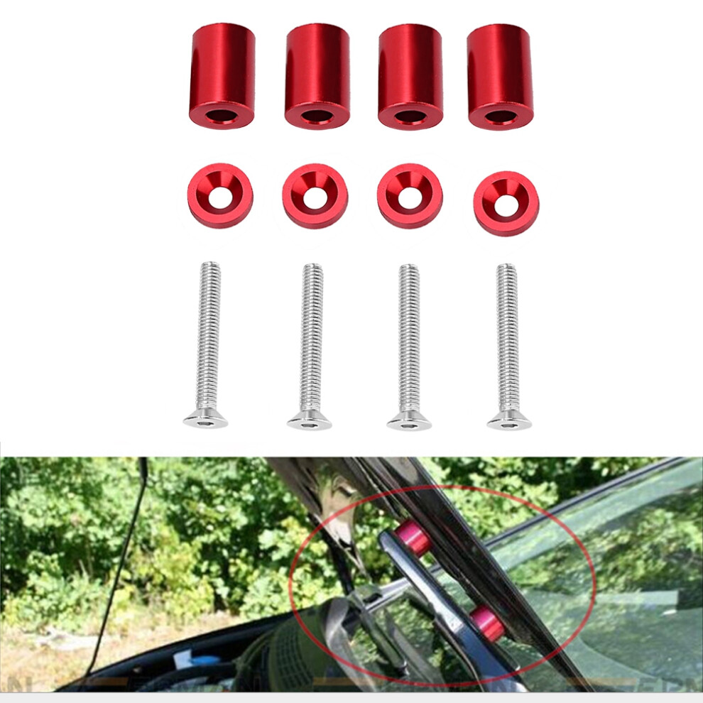 Aluminum Alloy Engine Hood Ventilation Spacer Riser Kit 6Mm Red 7611363227541