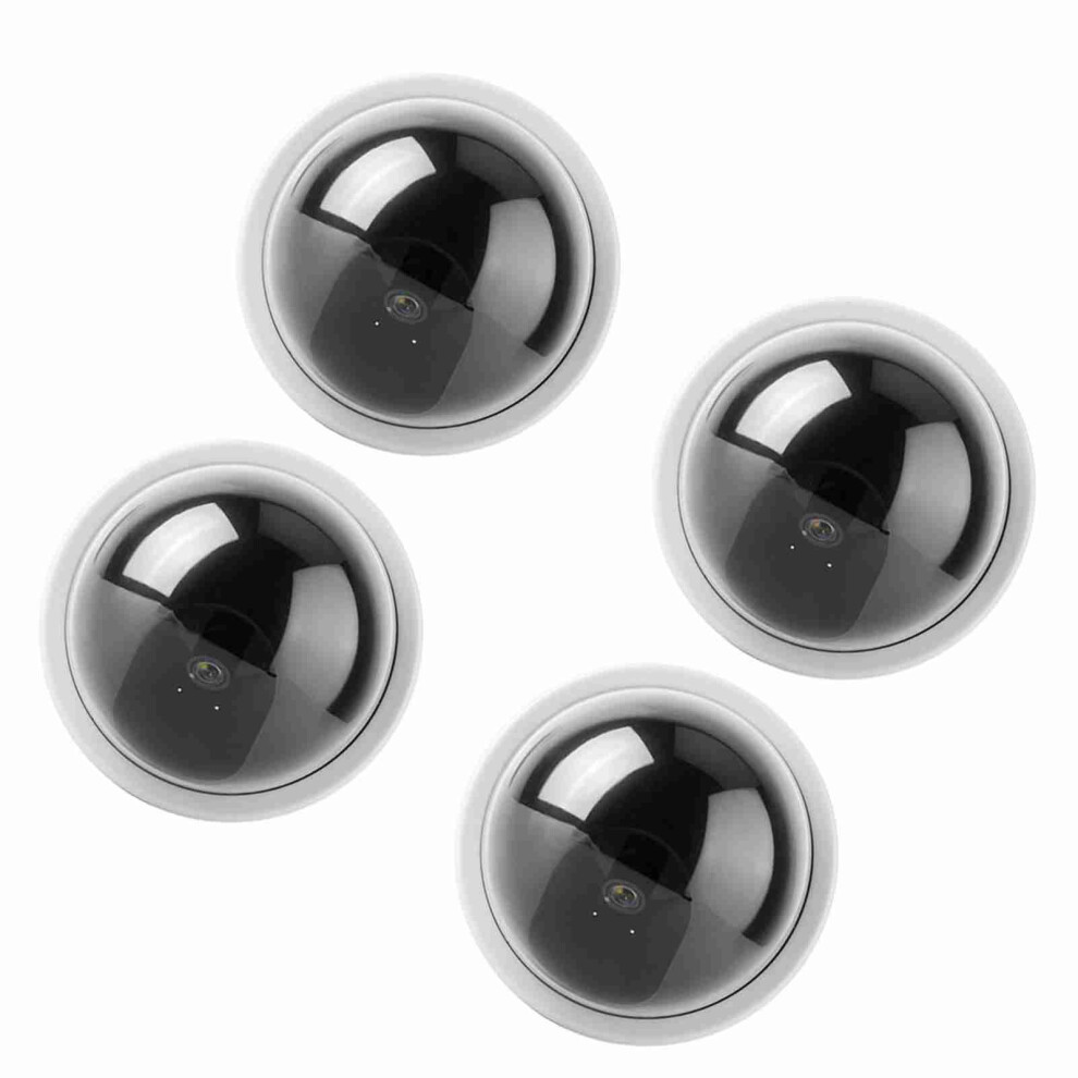 4-Pack Dummy Cctv Cameras With Flashing Led - Dome Fake Security Cameras White 4901363231406