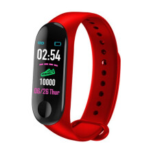 (Rot) M3 Bluetooth Smartband-Armband für Erwachsene mit Herzfrequenz- und Blutdruckmessung, Android-Smartwatch,