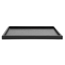 Bandeja antideslizante de madera maciza, rectangular, con bordes elevados para facilitar la limpieza de las superficies.
