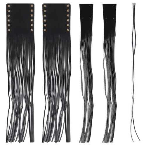 2 Stück schwarze PU-Leder-Lenkergriffe, 1-Zoll, Quaste 1