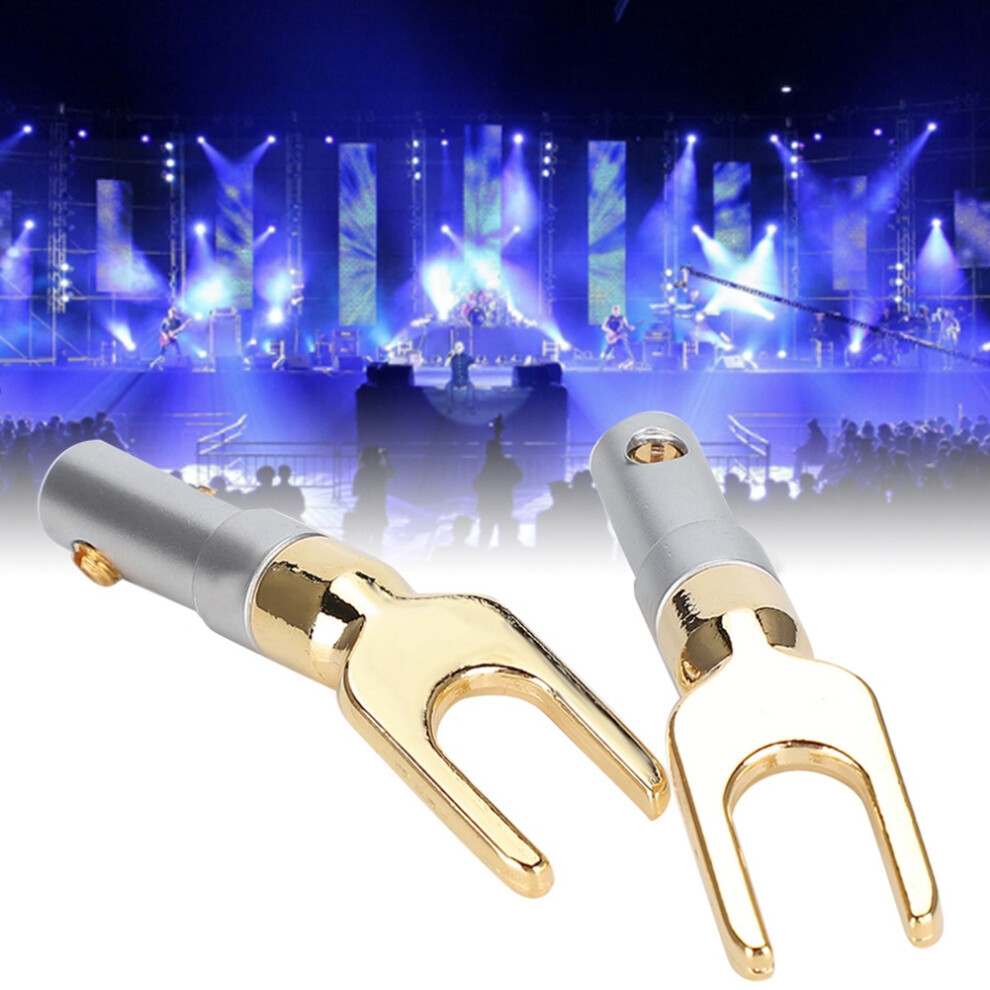Audio Spade Connectors 2Pcs U Fork Speaker Plug Gold Plated Copper 9461363236603