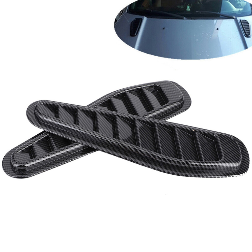 2Pcs Universal Carbon Fiber Look Car Hood Vent Air Intake Covers 4901363237156