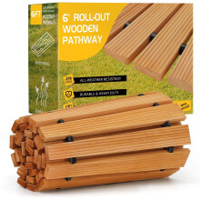 Roll Out Garden Path 6Foot WeatherResistant Hardwood Walkway With NonSlip Surface For Patios And Weddings Curved