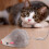 12 Stück Katzen-Plüschmäuse - Mini-Kunstmaus Grau/Weiß 13