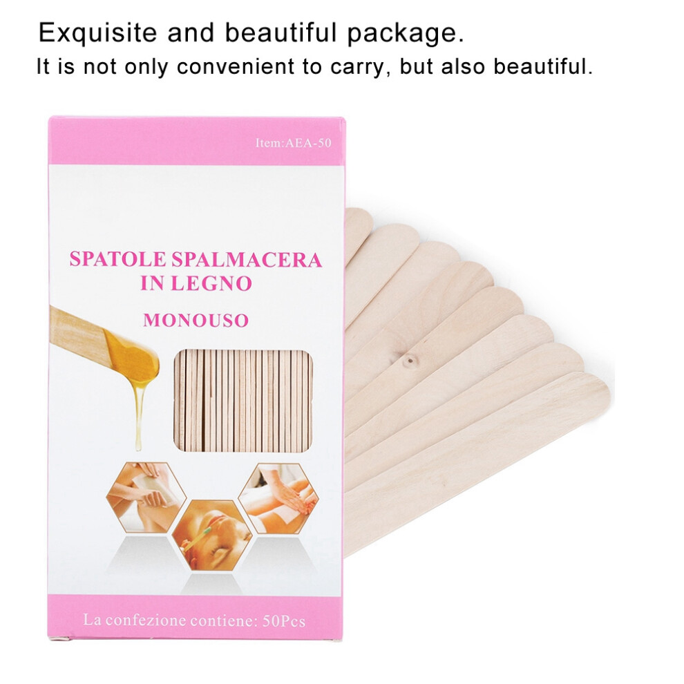 Wax Applicator Sticks 50Pcs - 15cm Wooden Spatula Tools for Hair Removal