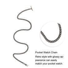 65cm Bronze Pocket Watch Chain with T-Bar - Retro and Durable Design