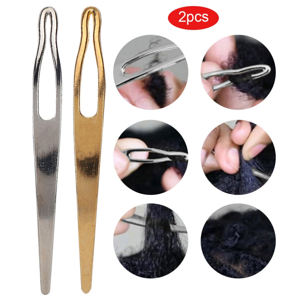 Unisex 2Pcs Dreadlocks Starting Needle Weaving Hook Tools For Hair Extensions & Wigs