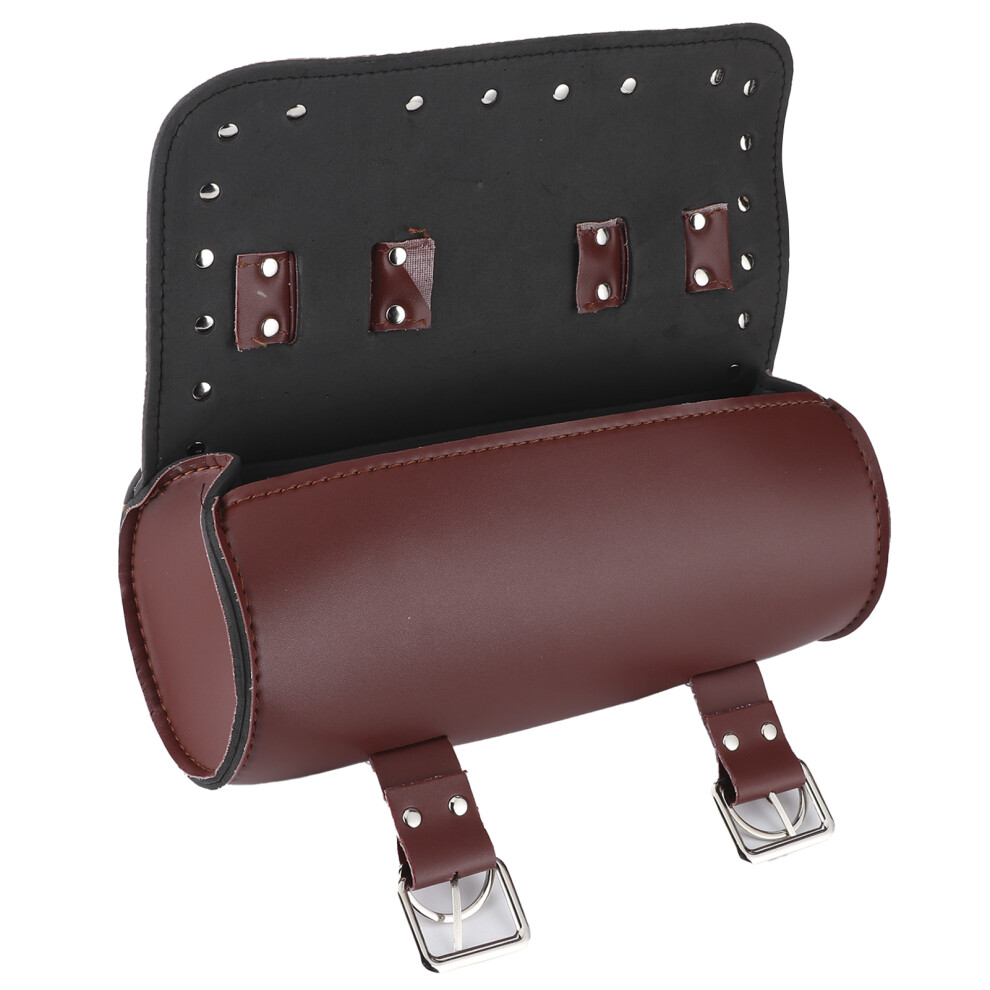 Motorcycle Rear Saddlebag Pu Leather Storage Luggage 18L Capacity Brown 6901363247573
