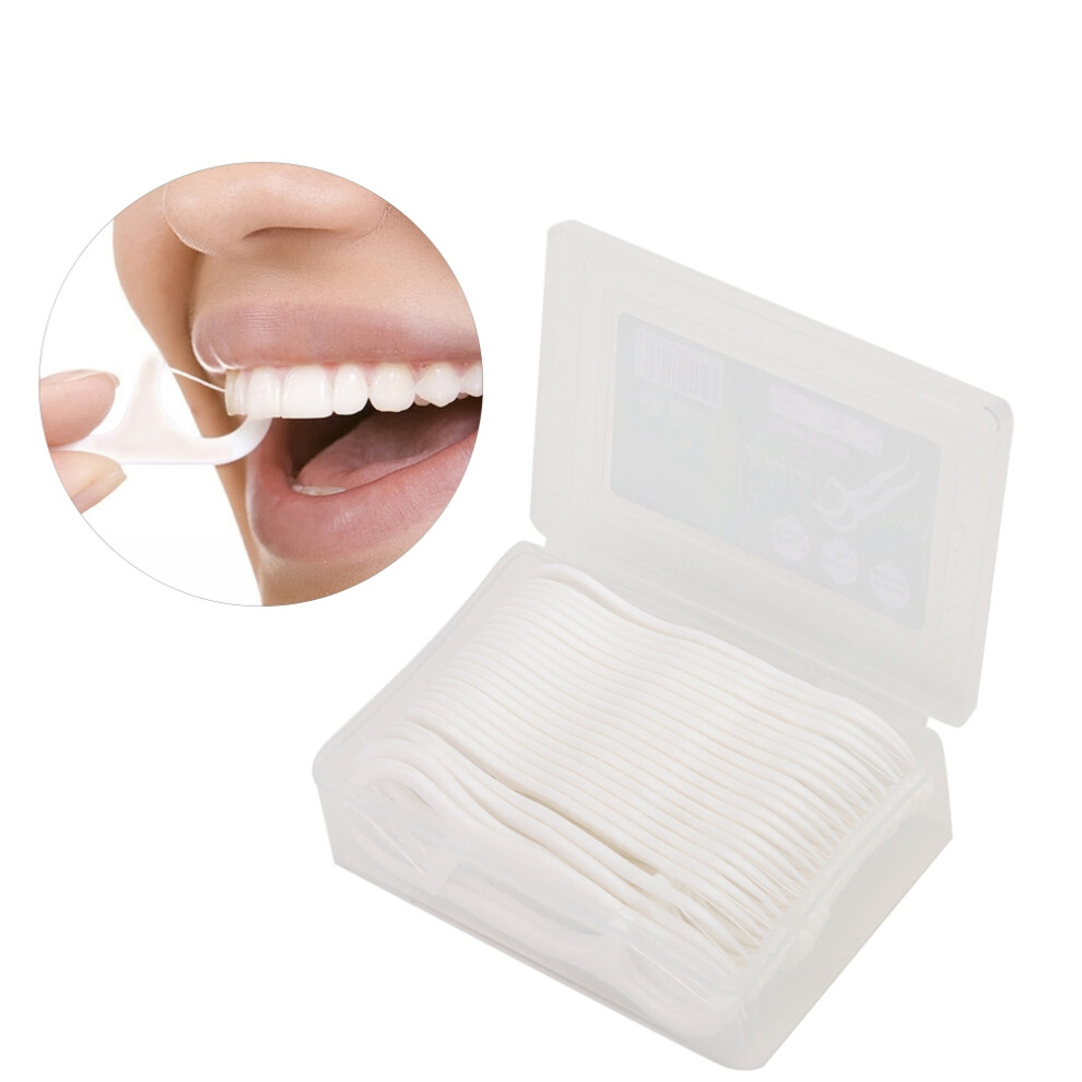 50pcs Polymer Dental Floss Picks for Thorough Teeth Cleaning
